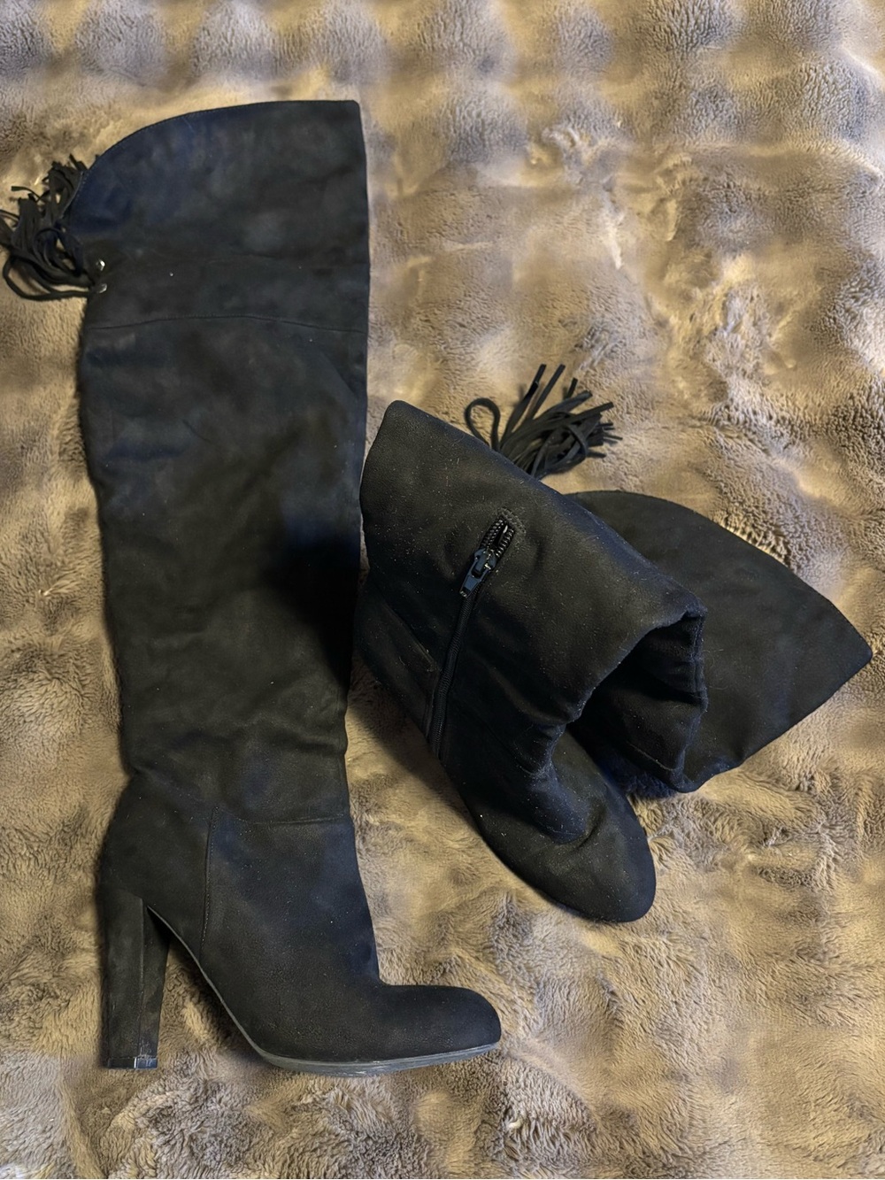 Wild Diva, black over the knee heeled boots
